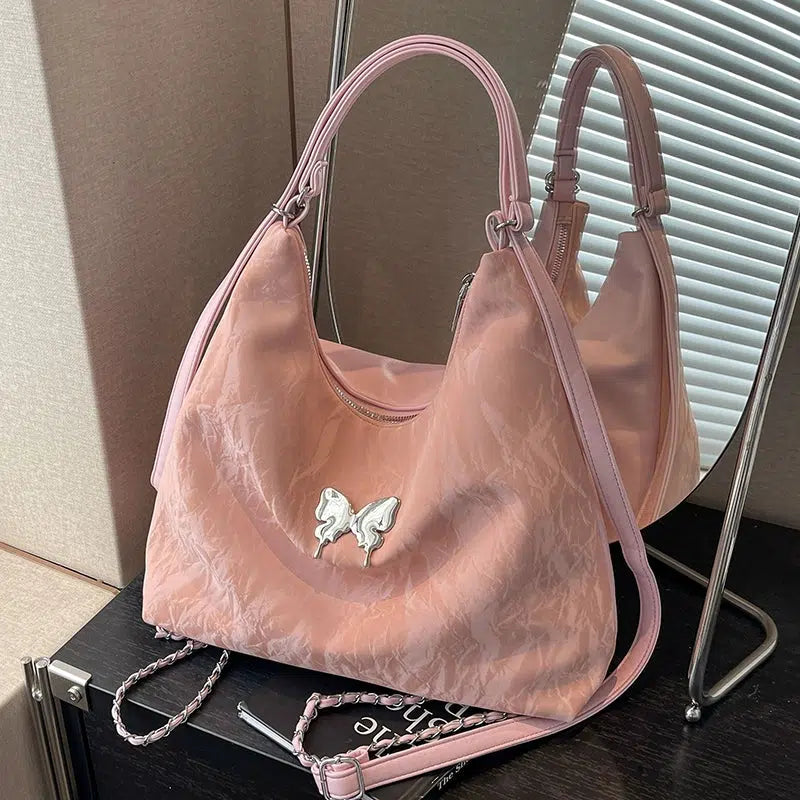 Butterfly Accent Chain Strap Shoulder Bag