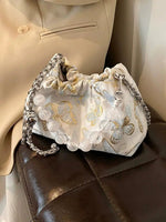 Butterfly Embroidered Beaded Handle Bag