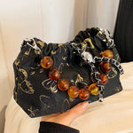 Butterfly Embroidered Beaded Handle Bag