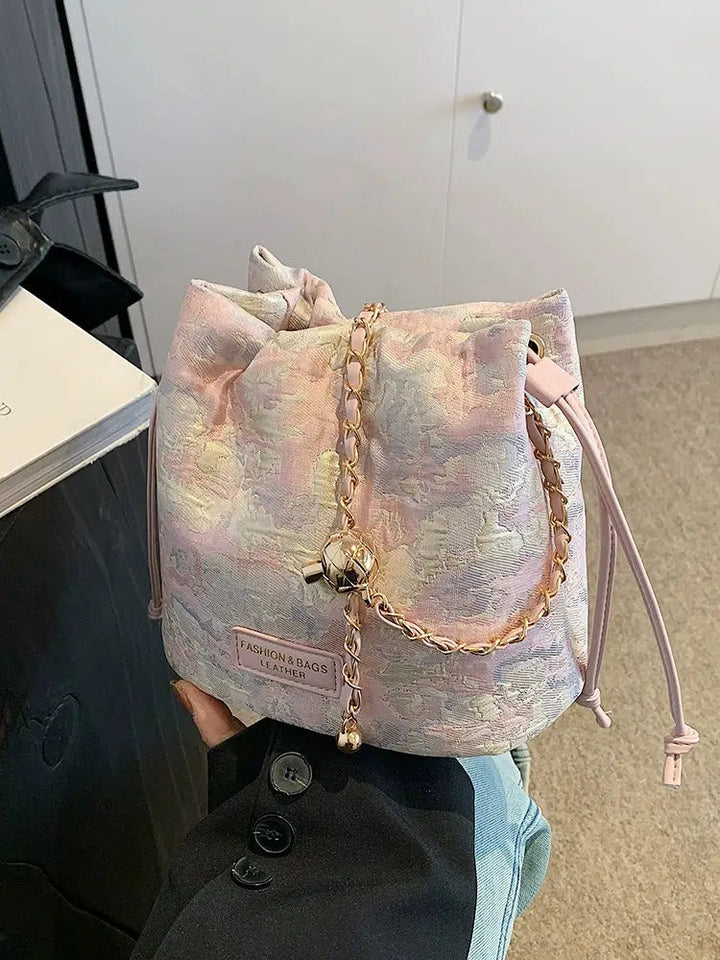 Butterfly Pattern Chain Strap Bucket Bag