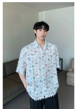 Butterfly Print Fringed Long Sleeve Shirt