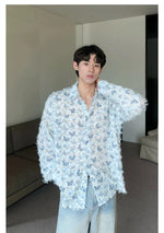 Butterfly Print Fringed Long Sleeve Shirt