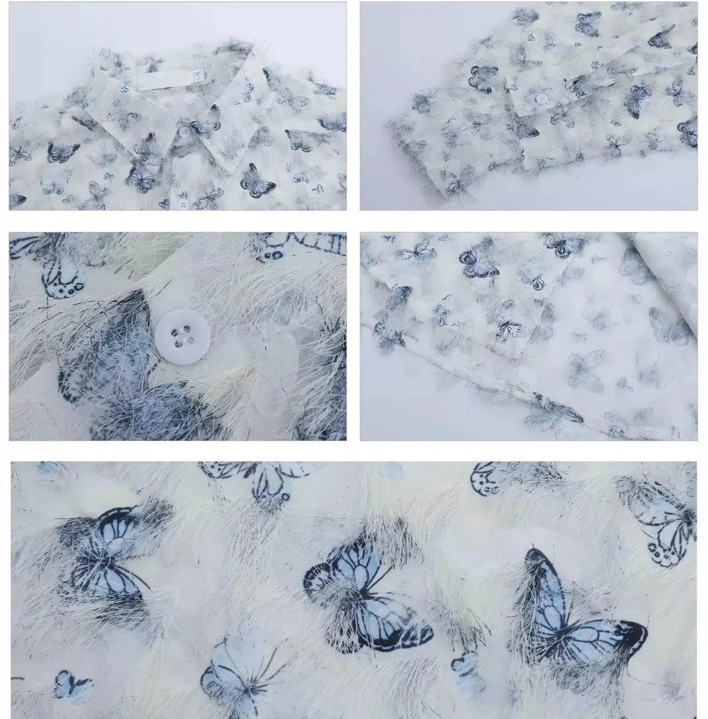 Butterfly Print Fringed Long Sleeve Shirt