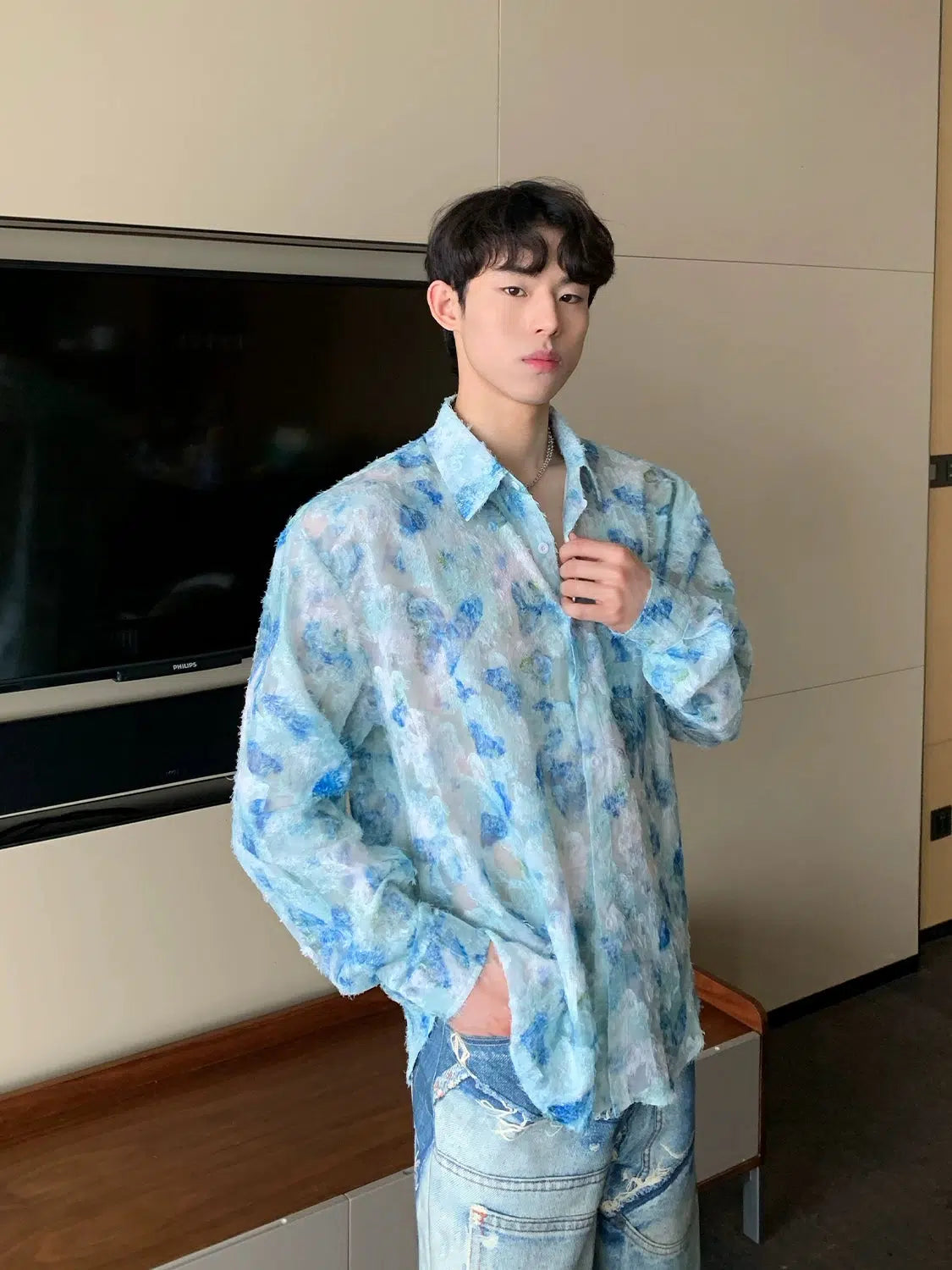 Butterfly Print Long Sleeve Shirt