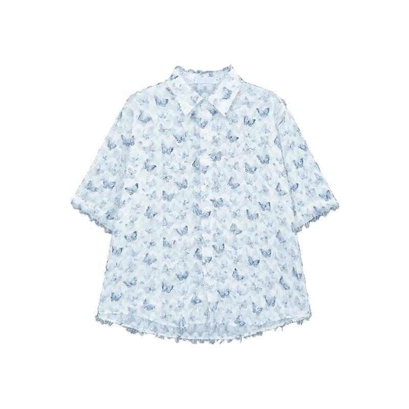 Butterfly Print Short Sleeve Shirt