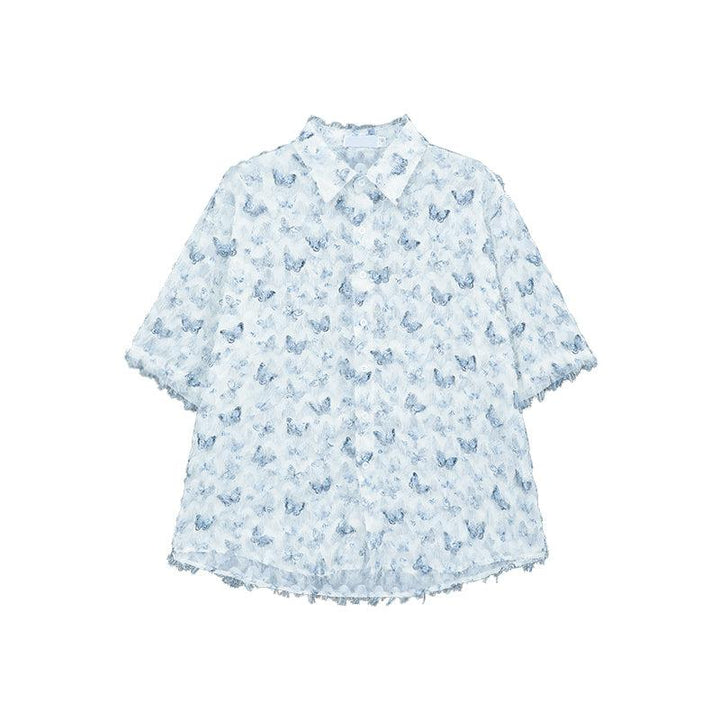 Butterfly Print Short Sleeve Shirt