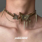 Butterfly Spike Choker Necklace
