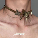 Butterfly Spike Choker Necklace
