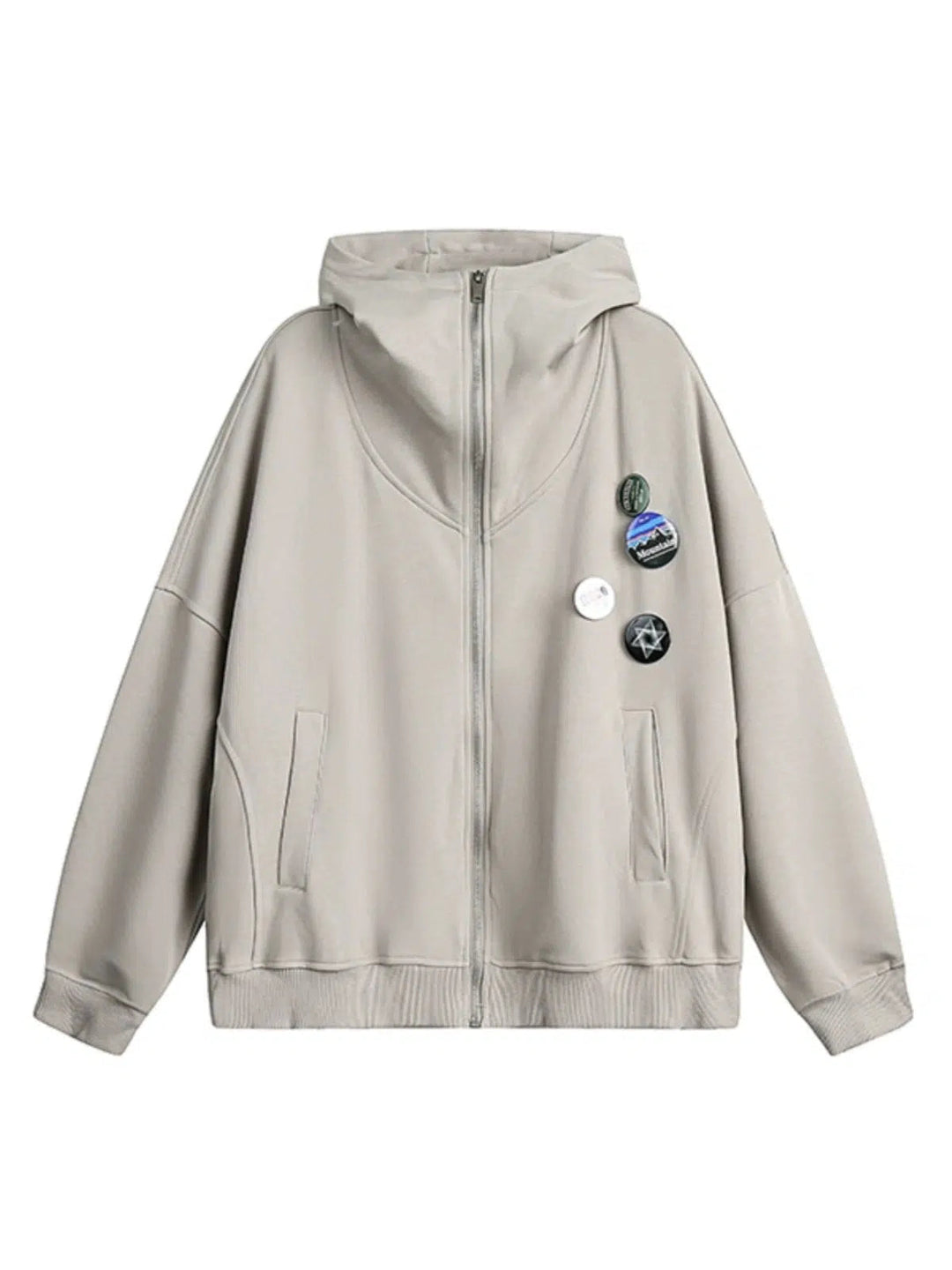 Button Accents Zippered Casual Coat