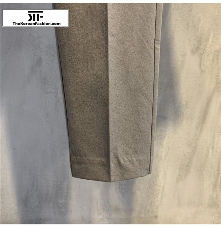 Button Buckle Slim Suit Pants