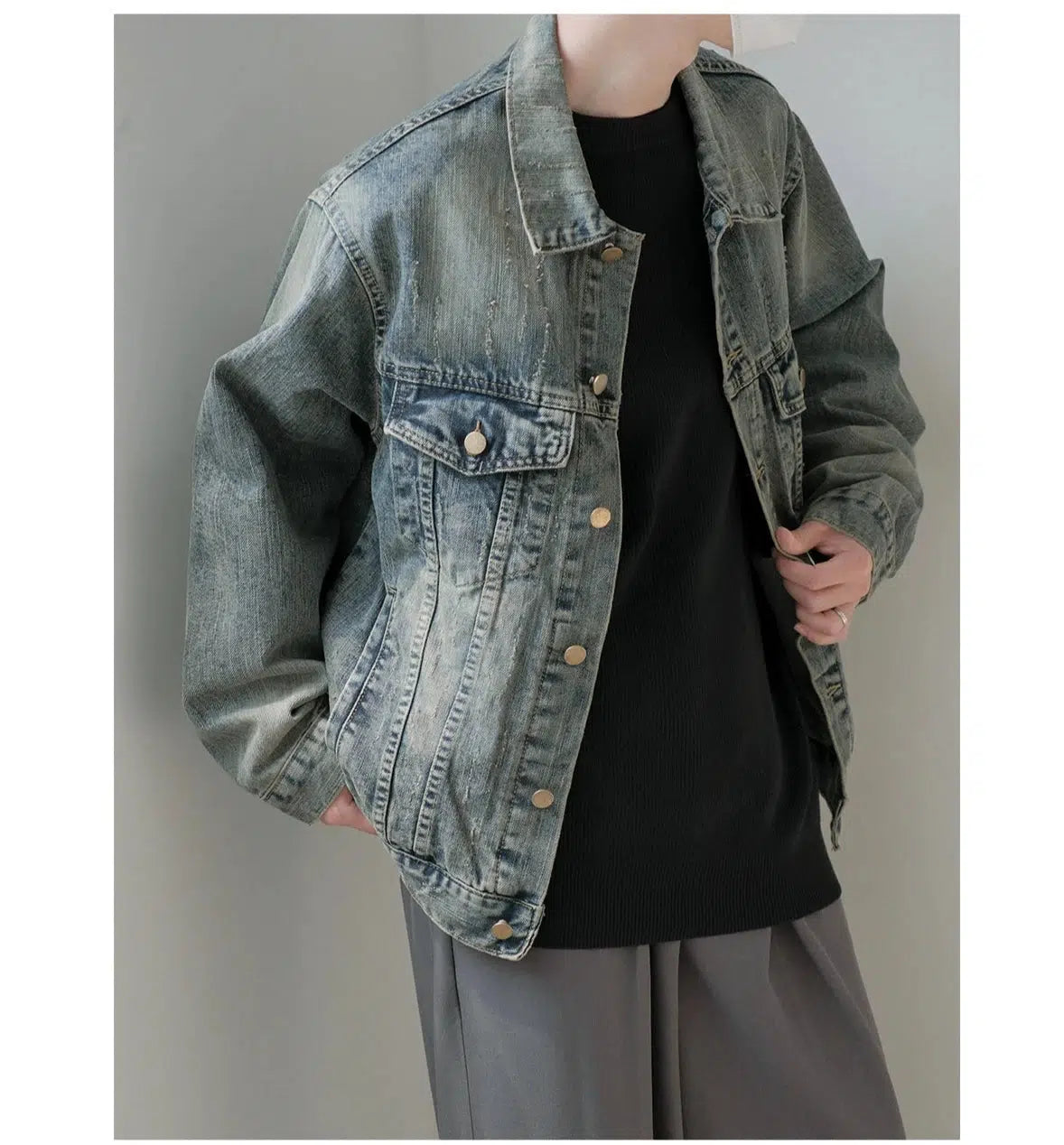 Button Closure Casual Denim Jacket