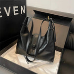 Button Closure Leather Shoulder Bag