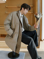 Button Closure Long Cotton-Padded Jacket