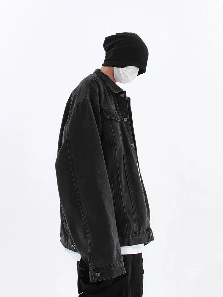 Button Closure Oversized Denim Jacket