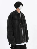 Button Closure Oversized Denim Jacket