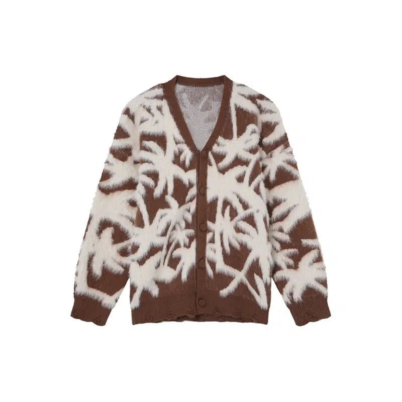 Button Closure Patterned Knit Cardigan