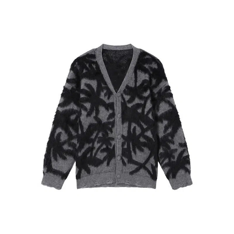 Button Closure Patterned Knit Cardigan