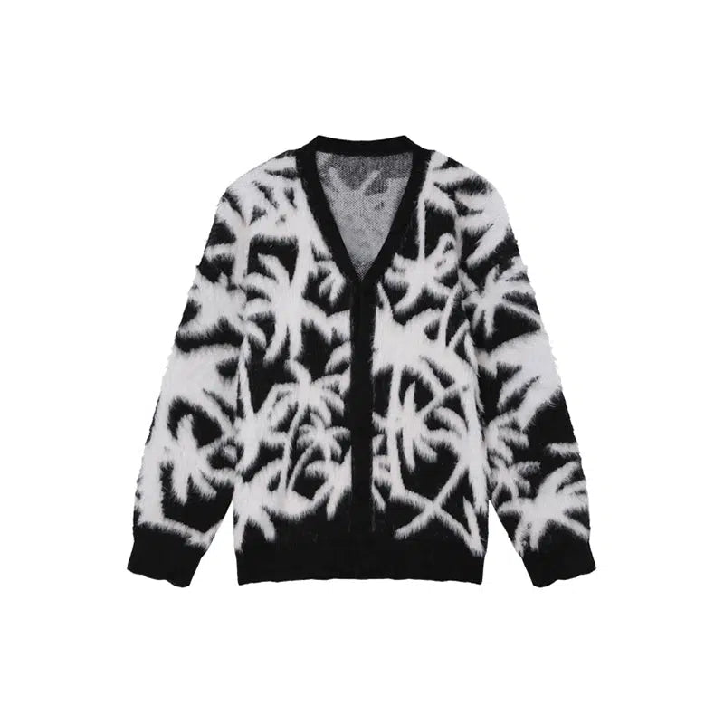 Button Closure Patterned Knit Cardigan