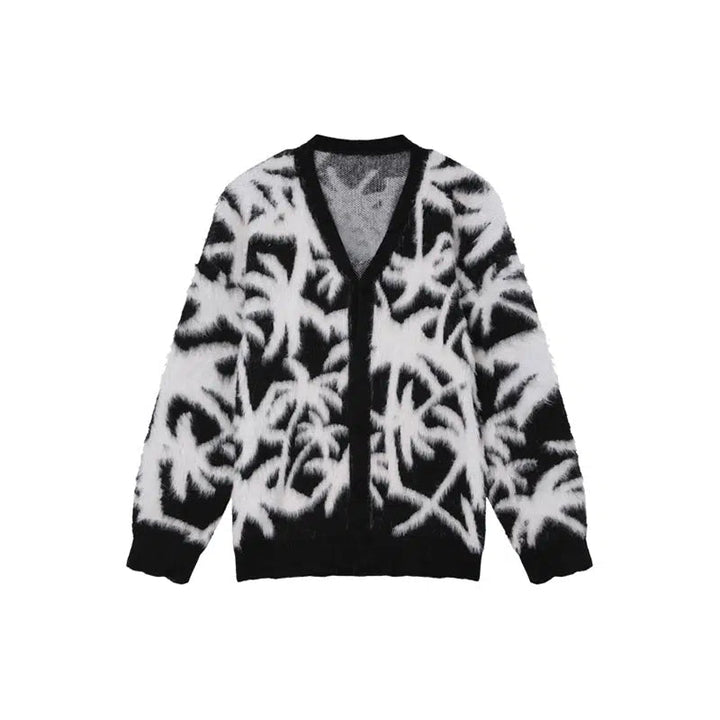 Button Closure Patterned Knit Cardigan