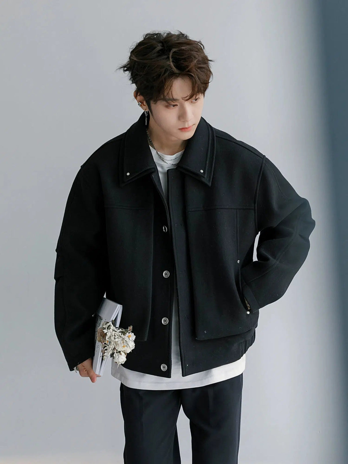 Button Closure Woolen Coat