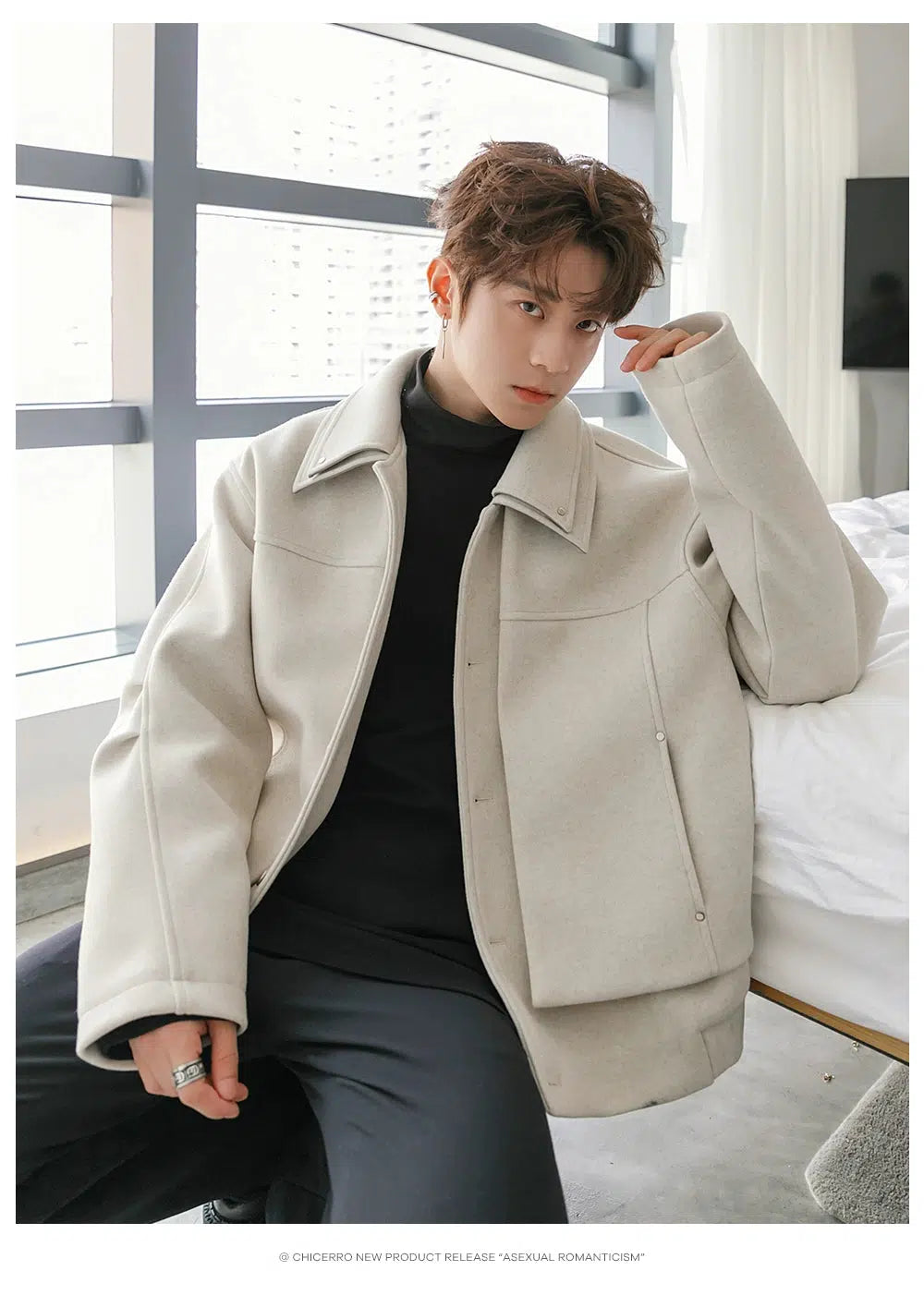 Button Closure Woolen Coat