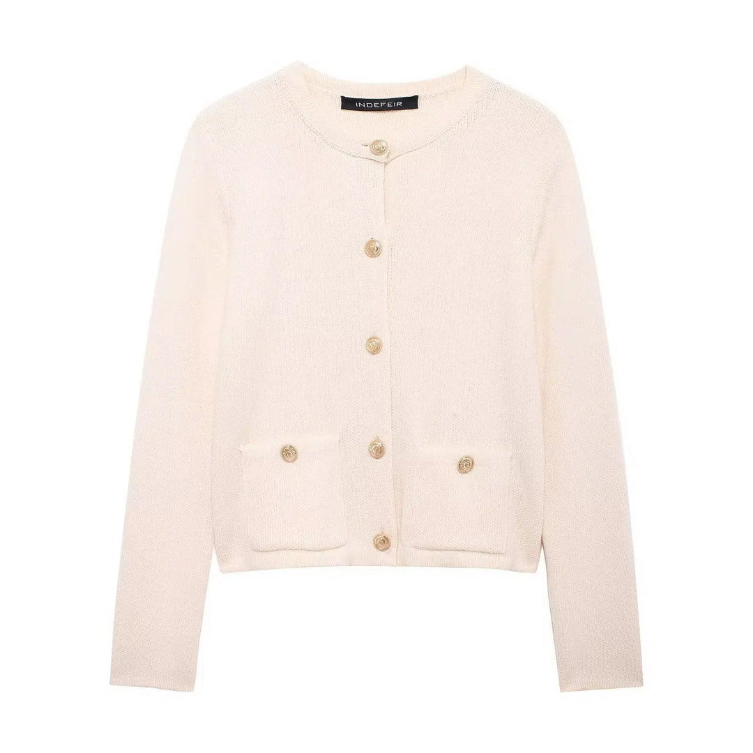 Button-Front Knit Cardigan