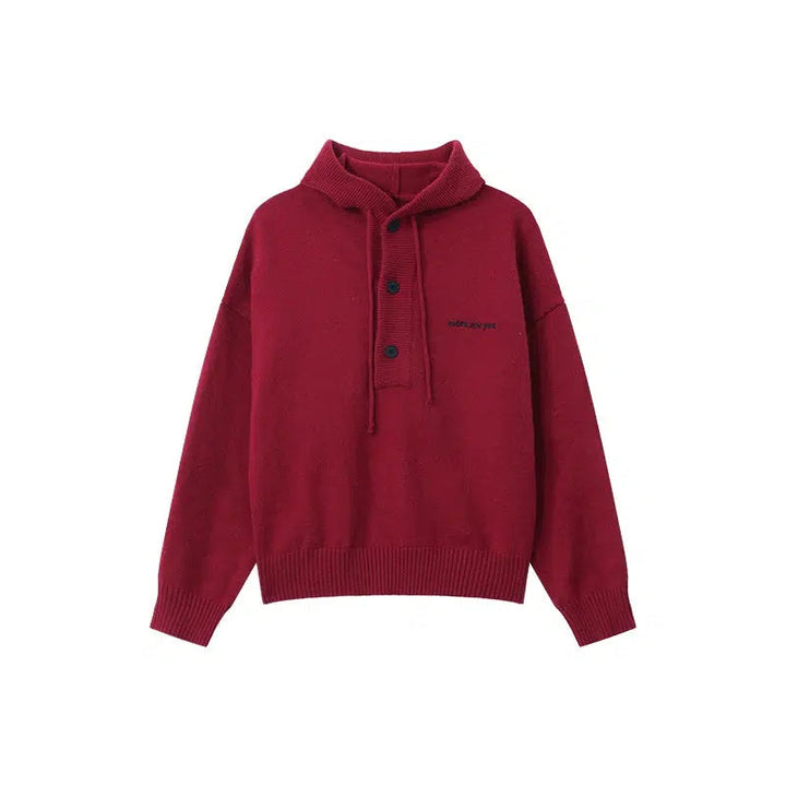 Button Hooded Sweater