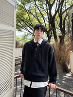 Button Hooded Sweater