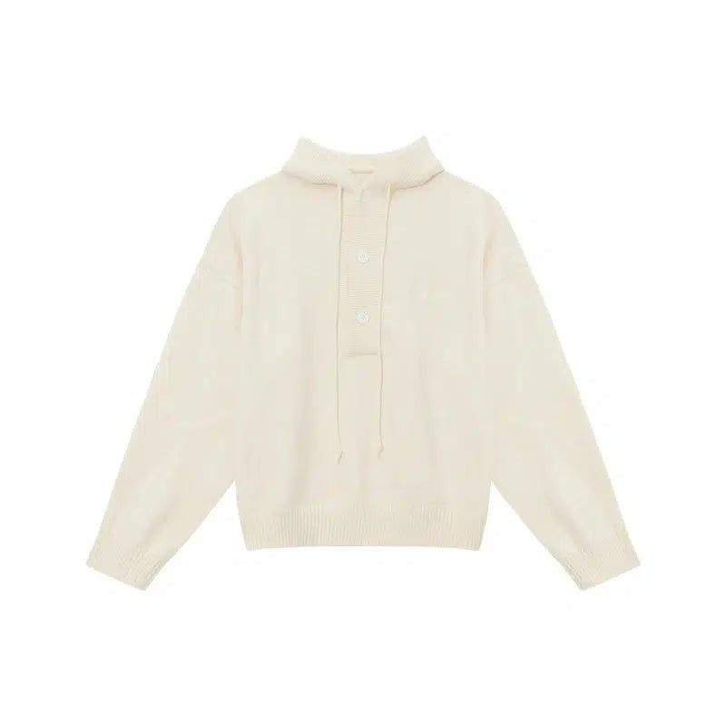 Button Hooded Sweater