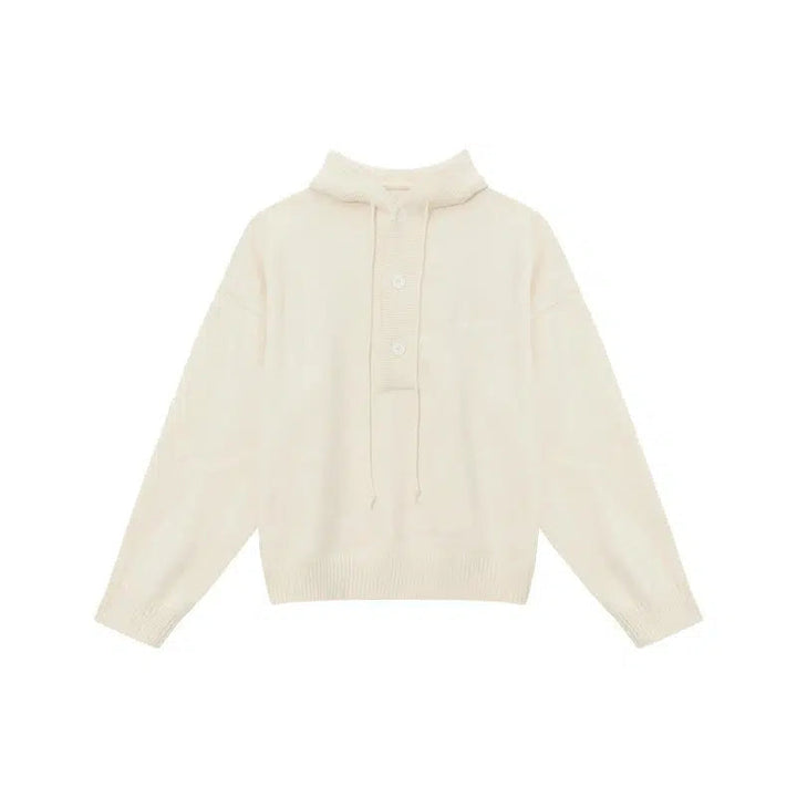 Button Hooded Sweater