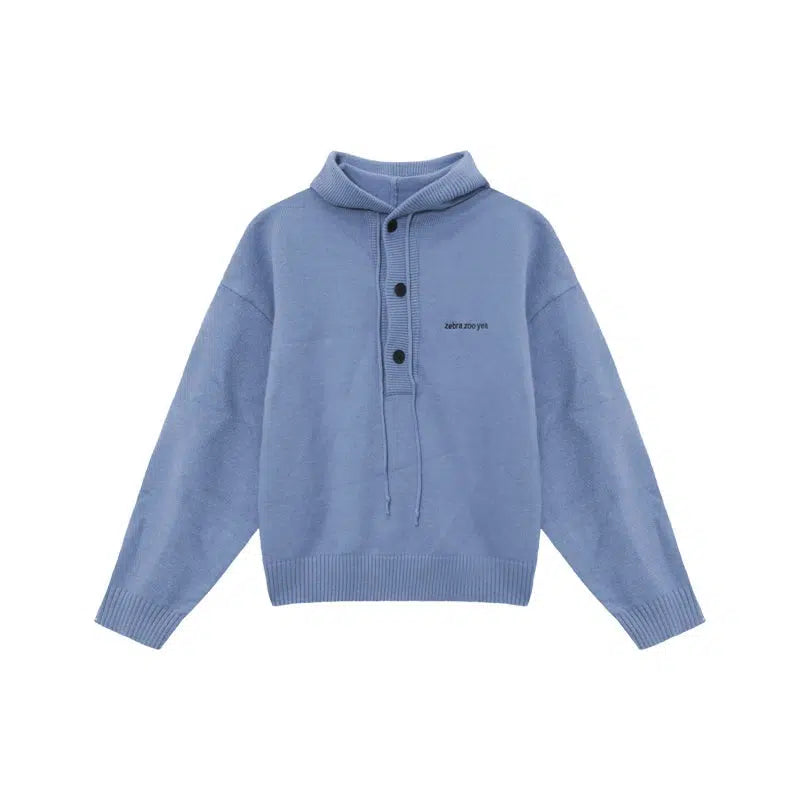 Button Hooded Sweater