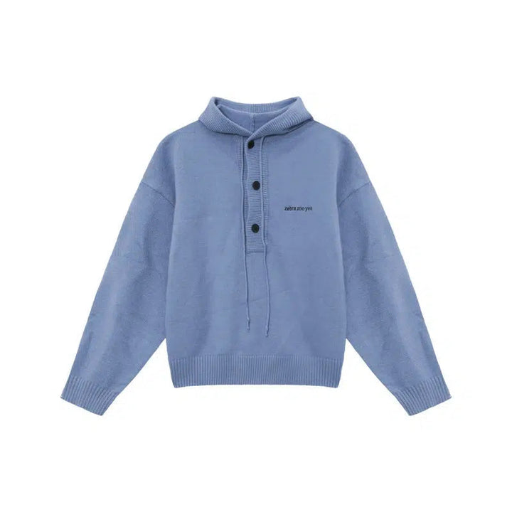 Button Hooded Sweater