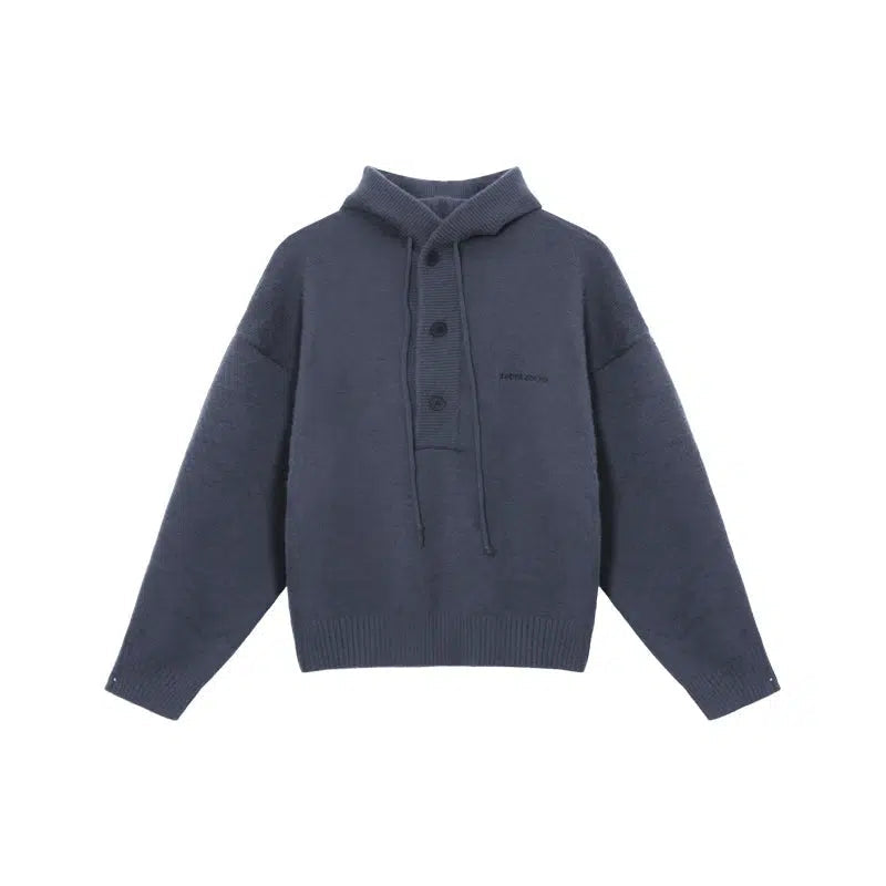 Button Hooded Sweater