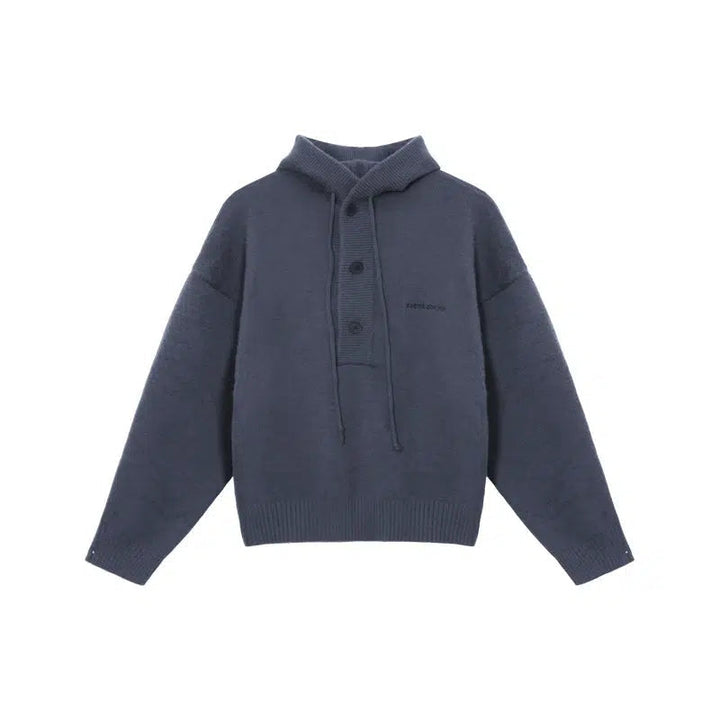 Button Hooded Sweater
