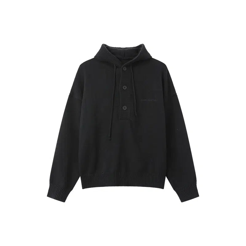 Button Hooded Sweater