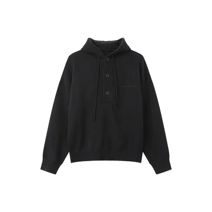 Button Hooded Sweater