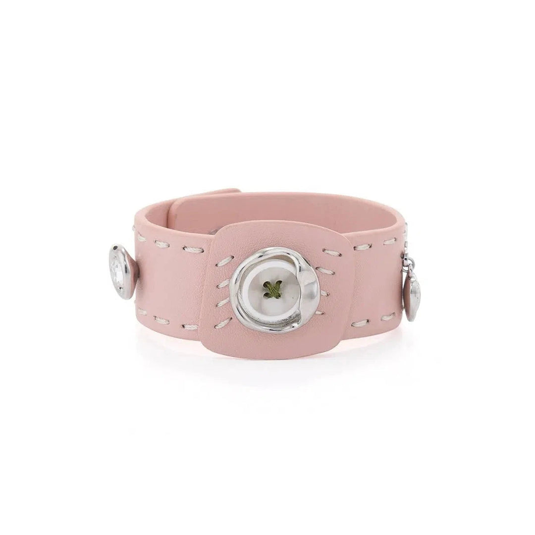 Button Leather Bracelet