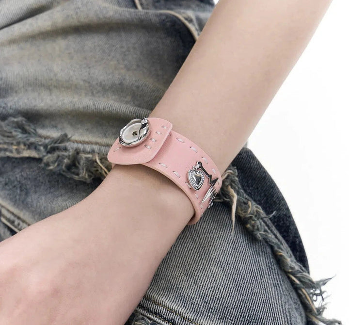 Button Leather Bracelet