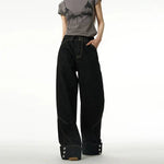 Button Retro Straight Wide Leg Jeans