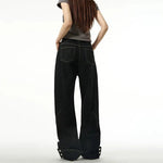 Button Retro Straight Wide Leg Jeans