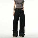 Button Retro Straight Wide Leg Jeans