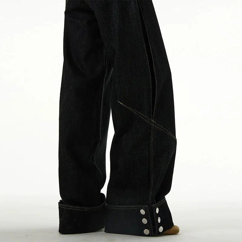 Button Retro Straight Wide Leg Jeans