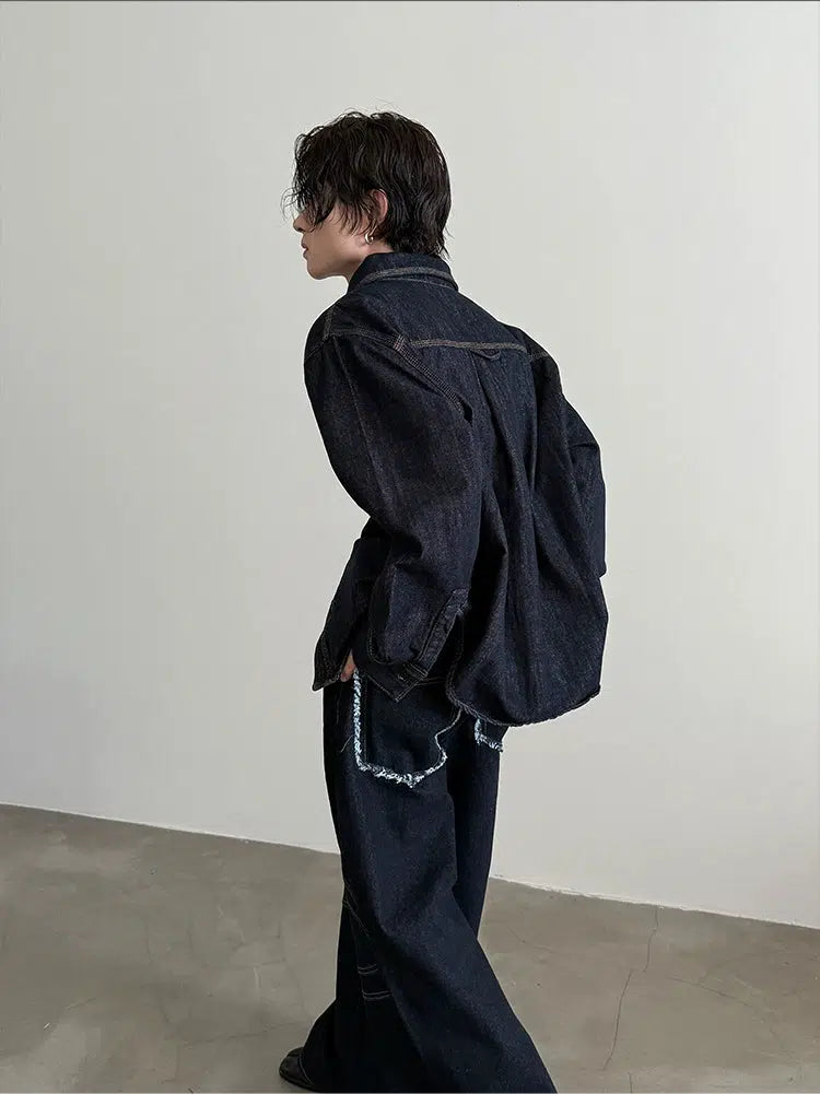 Button-Up Front Casual Denim Jacket