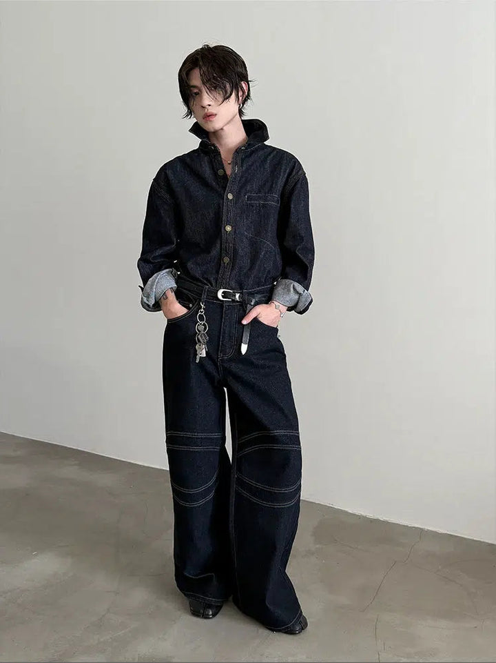 Button-Up Front Casual Denim Jacket