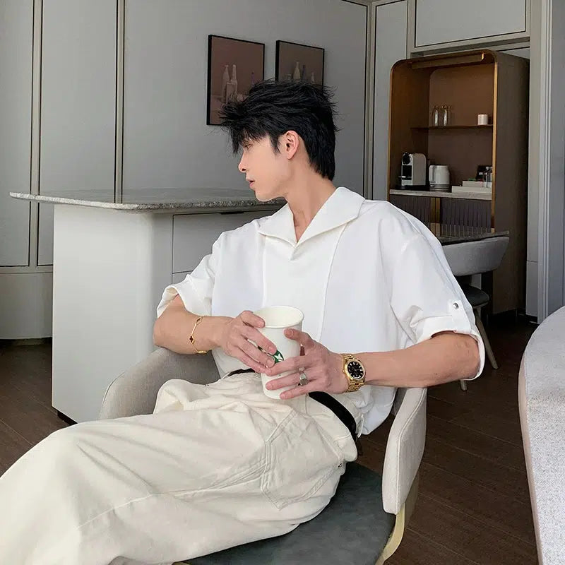 Button-Up Rolled Sleeves Shirt