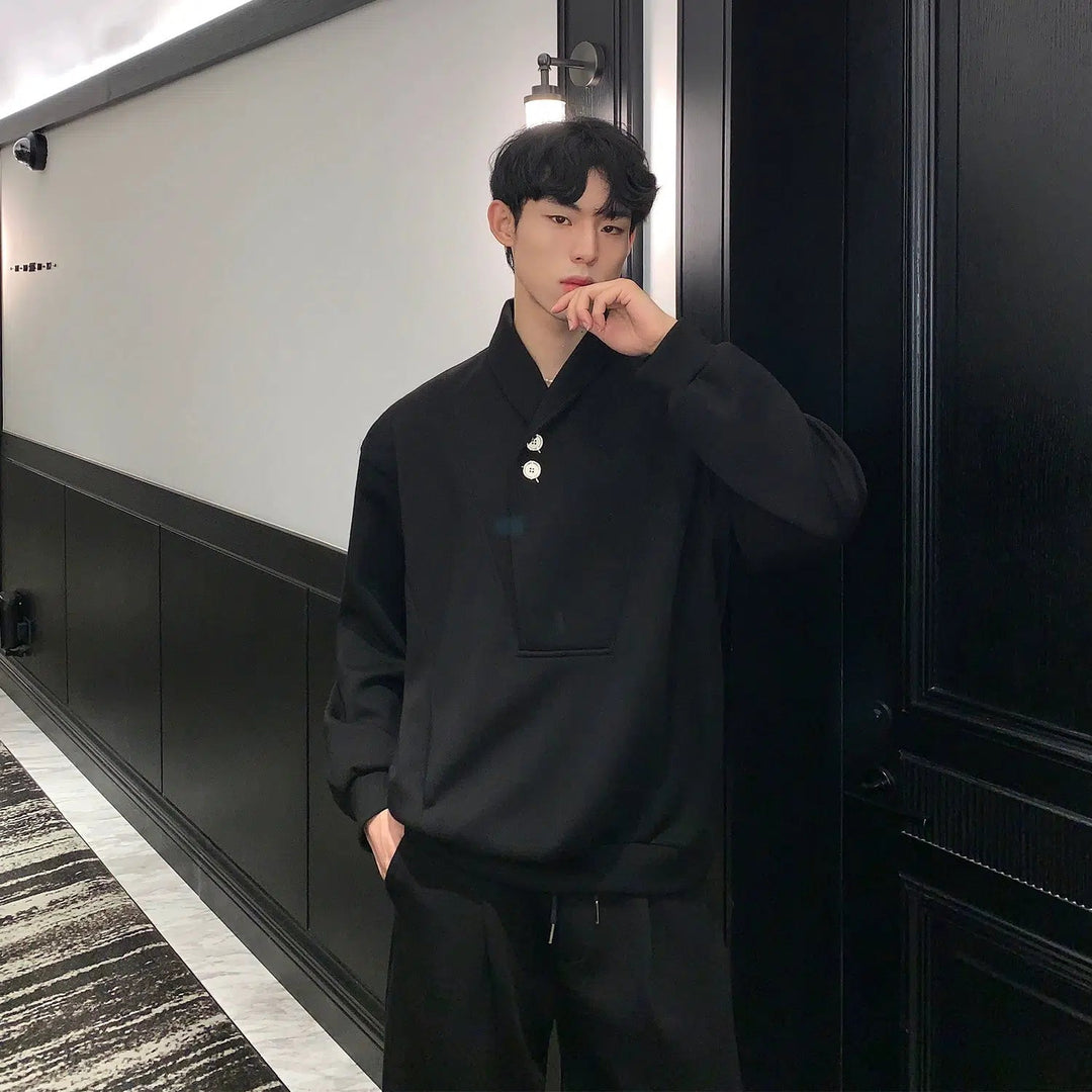 Button V-neck Sweater