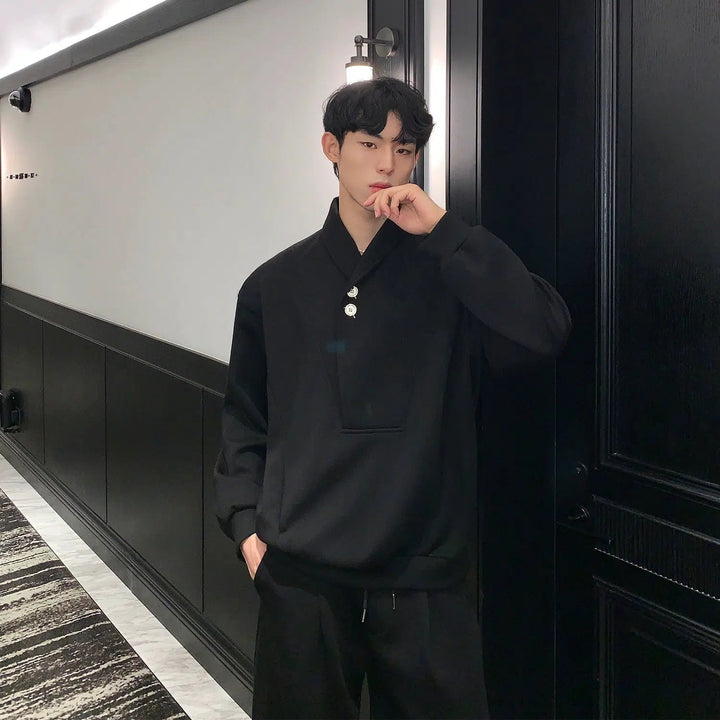 Button V-neck Sweater