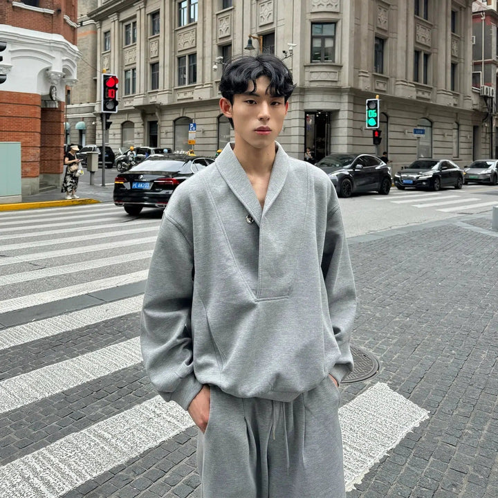 Button V-neck Sweater