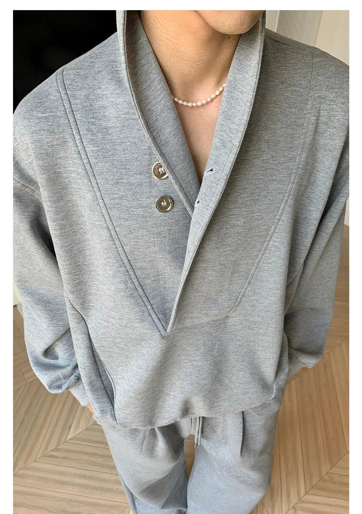 Button V-neck Sweater