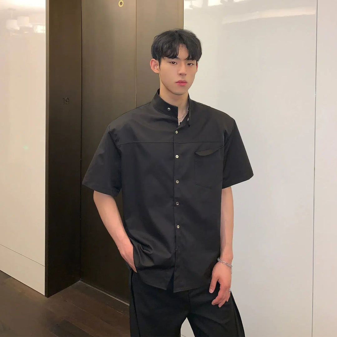 Button-down Shirt with Padded Shoulders